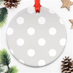 Polka Dots - White on Platinum Gray Ornament (Round)