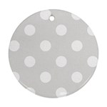 Polka Dots - White on Platinum Gray Round Ornament (Two Sides)