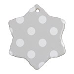Polka Dots - White on Platinum Gray Snowflake Ornament (Two Sides)
