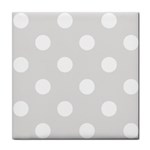 Polka Dots - White on Platinum Gray Tile Coaster