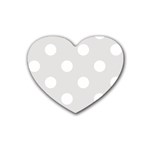Polka Dots - White on Platinum Gray Rubber Coaster (Heart)