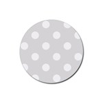 Polka Dots - White on Platinum Gray Rubber Round Coaster (4 pack)