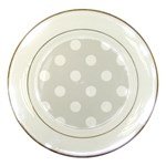 Polka Dots - White on Platinum Gray Porcelain Plate