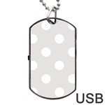 Polka Dots - White on Platinum Gray Dog Tag USB Flash (One Side)