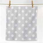 Polka Dots - White on Platinum Gray Face Towel