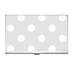 Polka Dots - White on Platinum Gray Business Card Holder