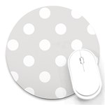 Polka Dots - White on Platinum Gray Round Mousepad