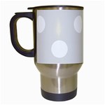 Polka Dots - White on Platinum Gray Travel Mug (White)