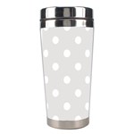 Polka Dots - White on Platinum Gray Stainless Steel Travel Tumbler