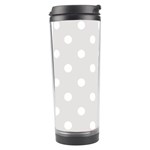 Polka Dots - White on Platinum Gray Travel Tumbler