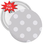 Polka Dots - White on Platinum Gray 3  Button (100 pack)