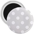 Polka Dots - White on Platinum Gray 3  Magnet