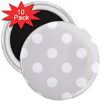 Polka Dots - White on Platinum Gray 3  Magnet (10 pack)