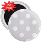 Polka Dots - White on Platinum Gray 3  Magnet (100 pack)
