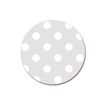 Polka Dots - White on Platinum Gray Magnet 3  (Round)