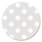 Polka Dots - White on Platinum Gray Magnet 5  (Round)