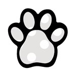 Polka Dots - White on Platinum Gray Magnet (Paw Print)