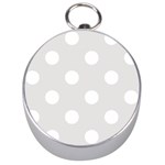 Polka Dots - White on Platinum Gray Silver Compass