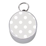 Polka Dots - White on Platinum Gray Silver Compass (Mini)
