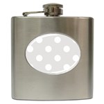 Polka Dots - White on Platinum Gray Hip Flask (6 oz)