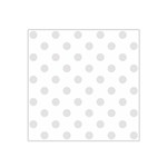 Polka Dots - Platinum Gray on White Satin Bandana Scarf