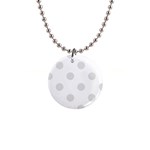 Polka Dots - Platinum Gray on White 1  Button Necklace