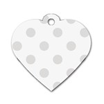 Polka Dots - Platinum Gray on White Dog Tag Heart (One Side)
