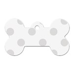 Polka Dots - Platinum Gray on White Dog Tag Bone (Two Sides)