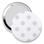 Polka Dots - Platinum Gray on White 3  Handbag Mirror