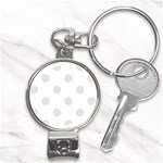 Polka Dots - Platinum Gray on White Nail Clippers Key Chain