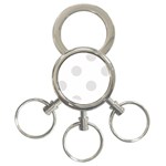 Polka Dots - Platinum Gray on White 3-Ring Key Chain