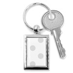 Polka Dots - Platinum Gray on White Key Chain (Rectangle)