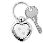Polka Dots - Platinum Gray on White Key Chain (Heart)