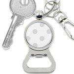 Polka Dots - Platinum Gray on White Bottle Opener Key Chain