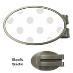 Polka Dots - Platinum Gray on White Money Clip (Oval)