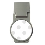 Polka Dots - Platinum Gray on White Money Clip (Round)