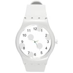 Polka Dots - Platinum Gray on White Round Plastic Sport Watch (M)