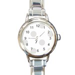 Polka Dots - Platinum Gray on White Round Italian Charm Watch