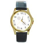 Polka Dots - Platinum Gray on White Round Gold Metal Watch