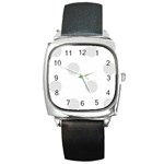 Polka Dots - Platinum Gray on White Square Metal Watch