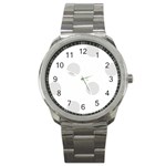 Polka Dots - Platinum Gray on White Sport Metal Watch