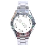 Polka Dots - Platinum Gray on White Stainless Steel Analogue Watch
