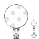 Polka Dots - Platinum Gray on White Stainless Steel Nurses Watch