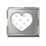 Polka Dots - Platinum Gray on White Mega Link Heart Italian Charm (18mm)