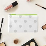 Polka Dots - Platinum Gray on White Canvas Cosmetic Bag (XS)