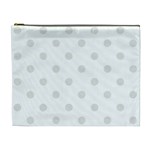 Polka Dots - Platinum Gray on White Cosmetic Bag (XL)