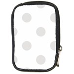 Polka Dots - Platinum Gray on White Compact Camera Leather Case