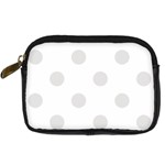 Polka Dots - Platinum Gray on White Digital Camera Leather Case