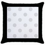 Polka Dots - Platinum Gray on White Throw Pillow Case (Black)