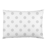 Polka Dots - Platinum Gray on White Pillow Case (One Side)